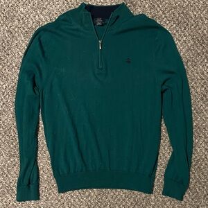 Brooks Brothers Men's Green Half-Zip Merino Sweater